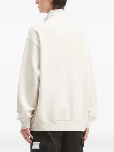 Fingercroxx Zip Mock-neck Sweatshirt In White