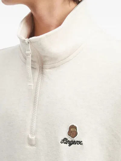 Fingercroxx Zip Mock-neck Sweatshirt In White