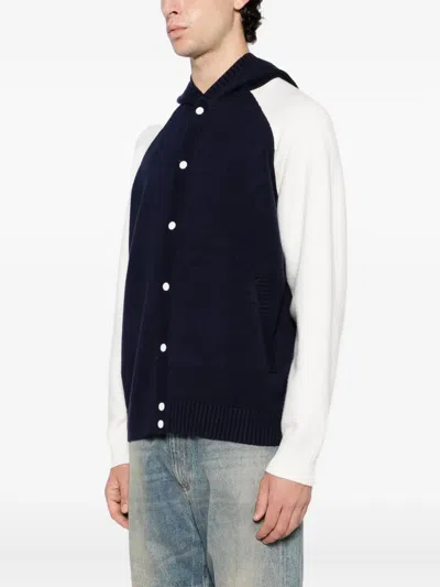 Izzue Slogan-embroidered Cardigan In Blue