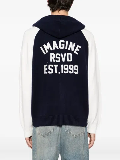 Izzue Slogan-embroidered Cardigan In Blue
