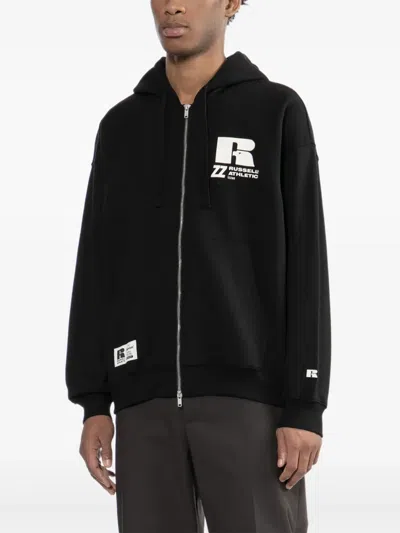Izzue X Russell Athletic Logo-embroidered Hoodie In Black