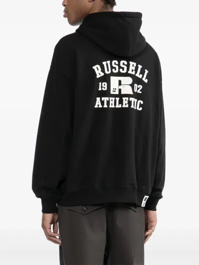 Izzue X Russell Athletic Logo-embroidered Hoodie In Black