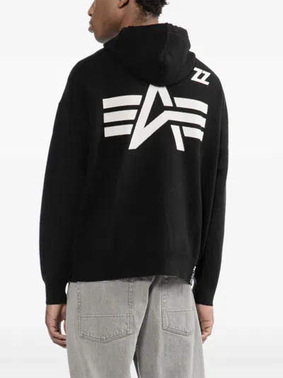 Izzue Logo Knited Hoodie In Black