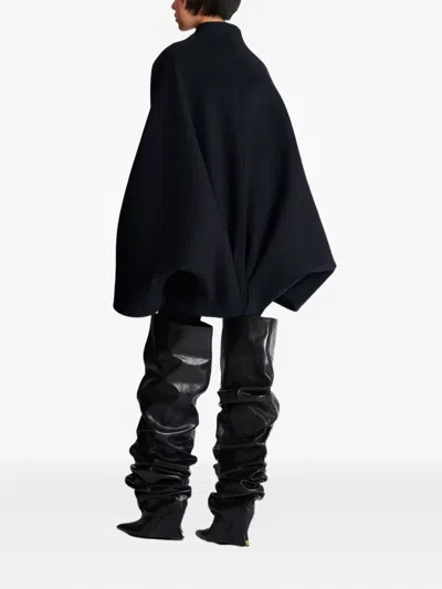 Balmain Wool-blend Oversized Wrap Coat In Black