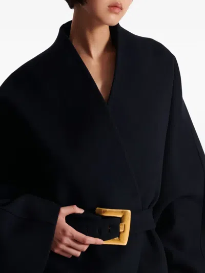 Balmain Wool-blend Oversized Wrap Coat In Black
