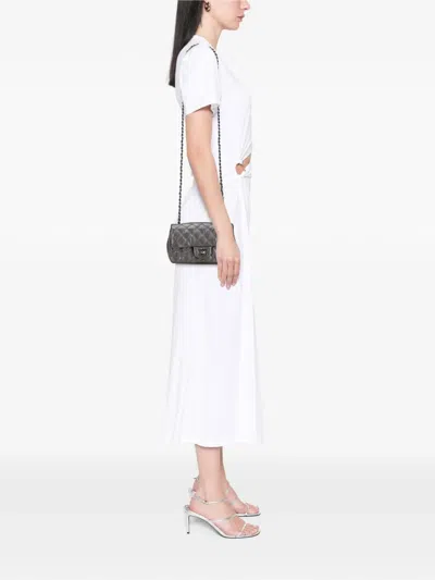 Pre-owned Chanel 2015-2016 Mini Rectangular Classic Metallic Caviar Single Flap Crossbody Bag In Gray