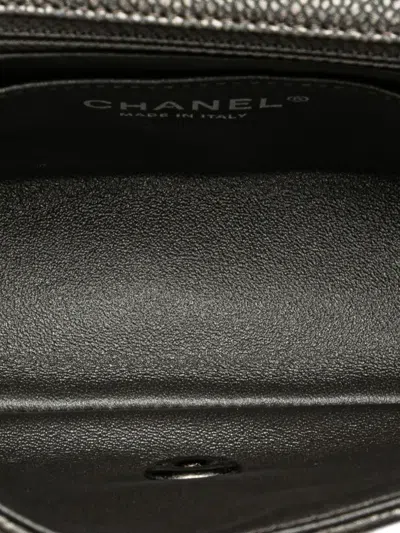 Pre-owned Chanel 2015-2016 Mini Rectangular Classic Metallic Caviar Single Flap Crossbody Bag In Gray