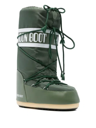 Moon Boot Olive Green Fabric Icon Boots In Green