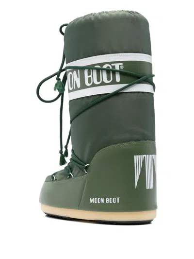 Moon Boot Olive Green Fabric Icon Boots In Green