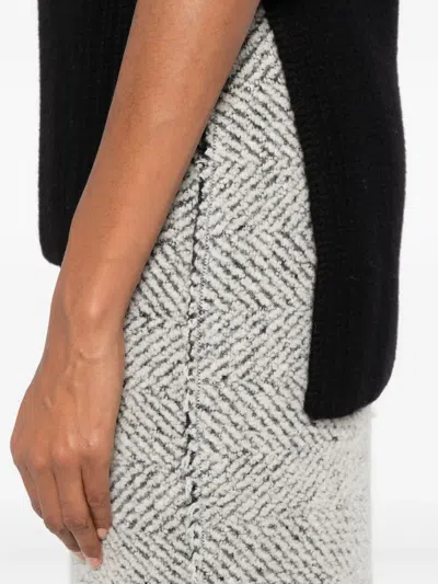 Alberta Ferretti Herringbone-pattern Wool Skirt In Gray