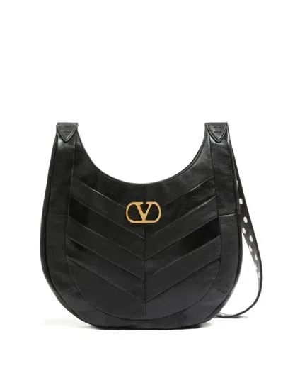 Valentino Hoboho Small Shoulder Bag With Studded Strap In Black