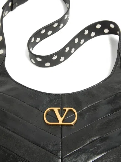 Valentino Hoboho Small Shoulder Bag With Studded Strap In Black