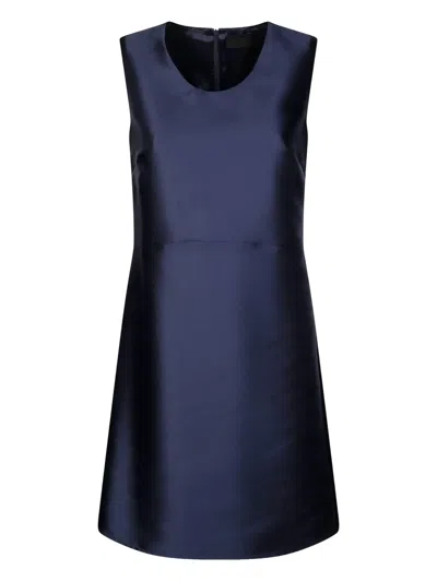 Fit Sleeveless Silk Dress In Blue