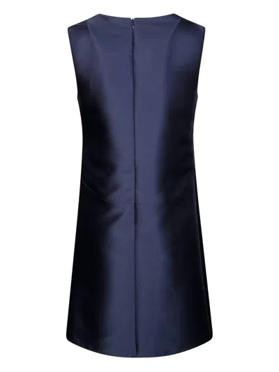 Fit Sleeveless Silk Dress In Blue