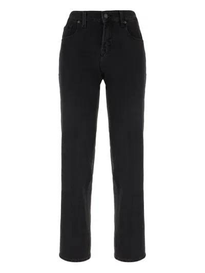 7 For All Mankind Five-pocket Stretch Denim Tapered Trousers In Black