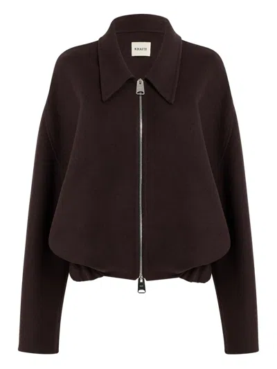 Khaite Odin Oversized Double-face Wool Jacket In Brown