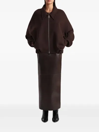 Khaite Odin Oversized Double-face Wool Jacket In Brown