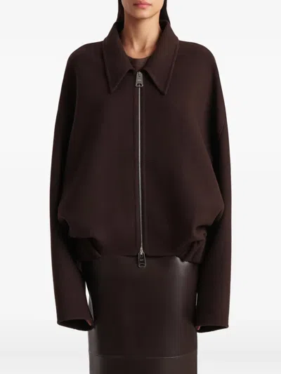 Khaite Odin Oversized Double-face Wool Jacket In Brown