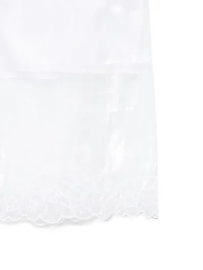 Cecilie Bahnsen Midi Skirt With Floral Embroidery And Back Slit In White