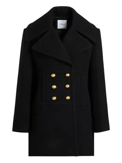 Patou Double-breasted Wool Blend Coat In Black