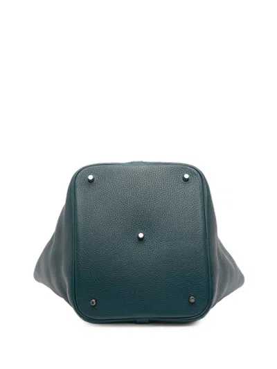 Pre-owned Hermes 2015 Clemence Picotin Lock 26 Handbag In Blue