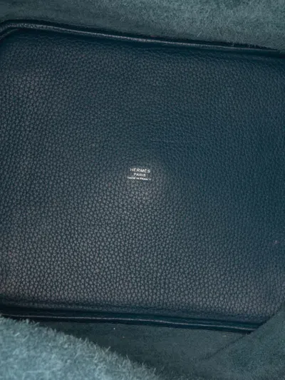 Pre-owned Hermes 2015 Clemence Picotin Lock 26 Handbag In Blue