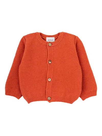 Knot Button Cardigan In White