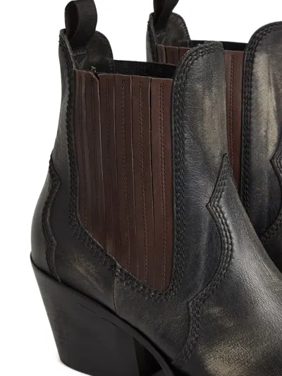 Dsquared2 D2 X Magliano Black Ankle Boots With Elastic Panels On The Side In Leather Man In Multi