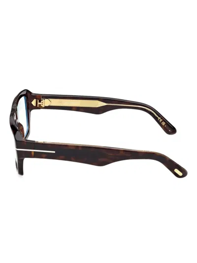 Tom Ford Ft6077-b Bold Rectangular Tortoiseshell Sunglasses In Brown