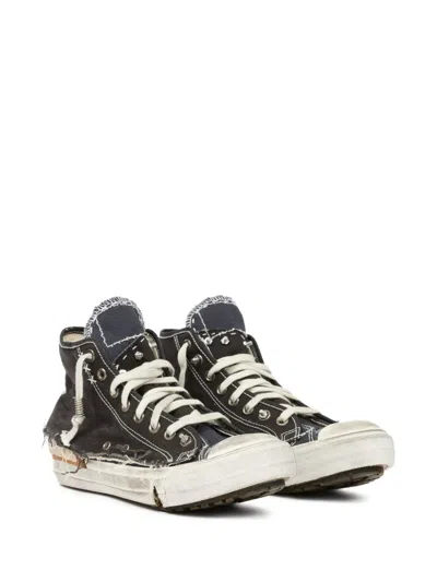 Maison Margiela Midnight Blue Canvas Loved To Death Sneakers In Multi