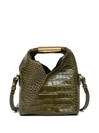Mm6 Maison Margiela Japanese Leather Shoulder Bag In Green