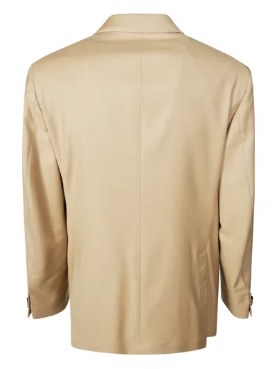 Manuel Ritz Brooch-detail Single-breasted Suit In Neutral