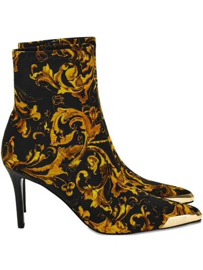 Versace Jeans Couture 90mm Baroque-print Stiletto Boots In Multi