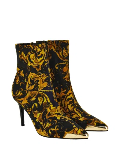 Versace Jeans Couture 90mm Baroque-print Stiletto Boots In Multi