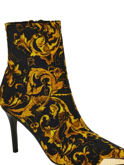 Versace Jeans Couture 90mm Baroque-print Stiletto Boots In Multi
