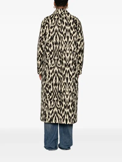 Forte Forte Long Animal Print Coat Featuring Pockets In Multi