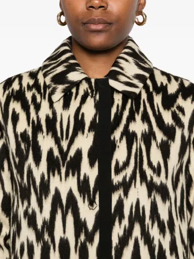 Forte Forte Long Animal Print Coat Featuring Pockets In Multi
