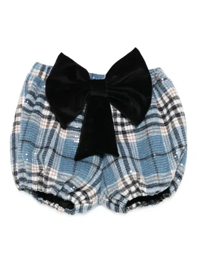 Alapage Bow-detail Plaid Shorts In Blue