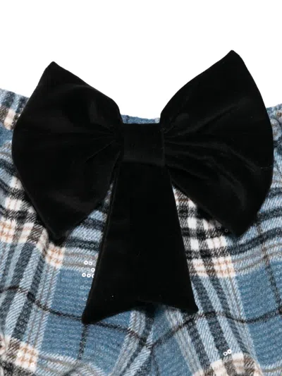 Alapage Bow-detail Plaid Shorts In Blue