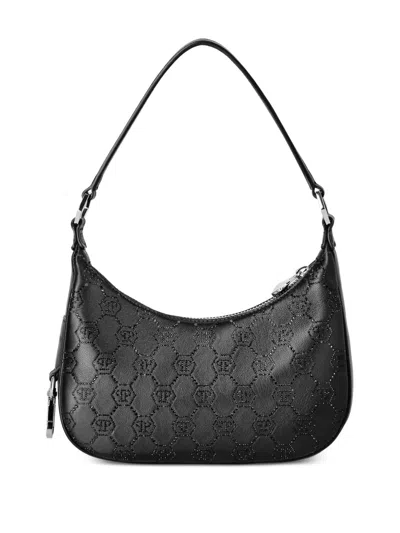 Philipp Plein Shoulder Bag Monogram Strass In Black
