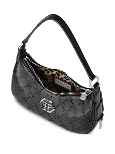 Philipp Plein Shoulder Bag Monogram Strass In Black