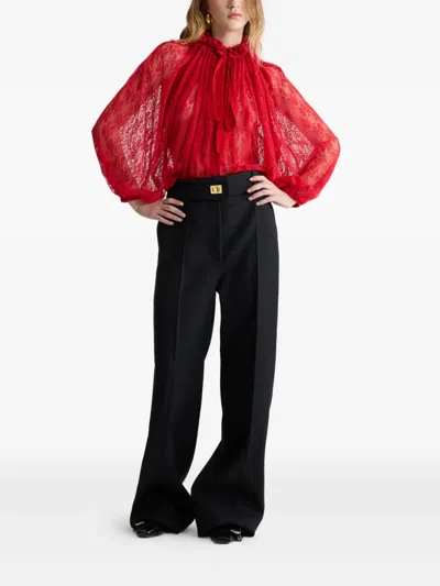 Patou Lace Drawstring Top In Red