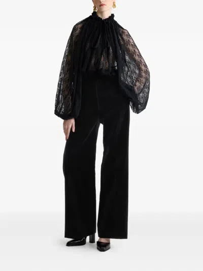 Patou Lace Drawstring Top In Black