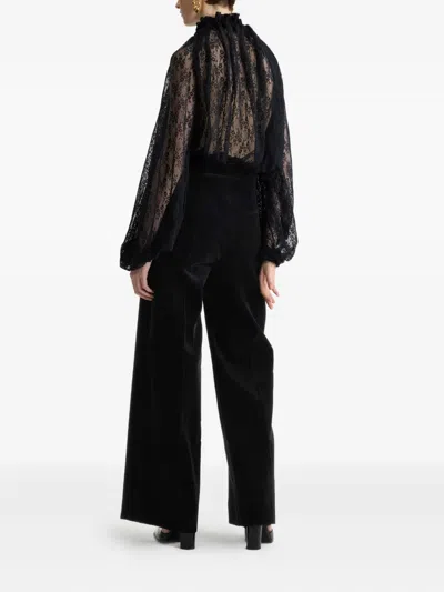 Patou Lace Drawstring Top In Black