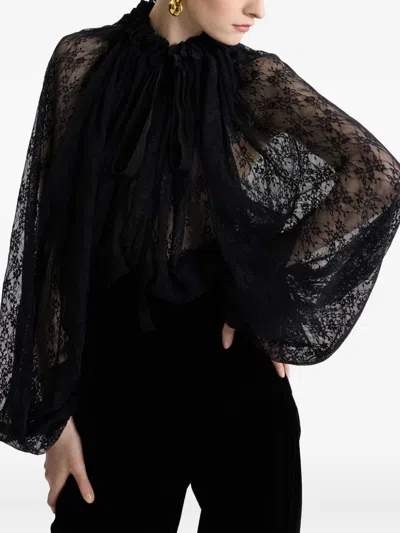Patou Lace Drawstring Top In Black