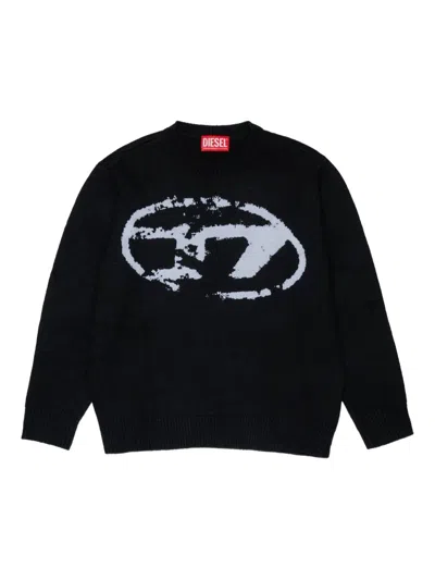 Diesel Wool And Cashmere Blend Sweater With Logo In Black