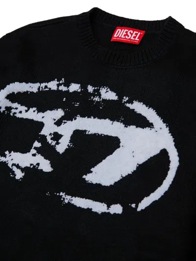 Diesel Wool And Cashmere Blend Sweater With Logo In Black