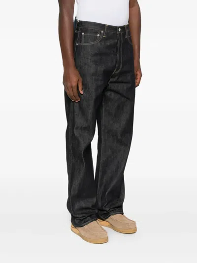 Visvim Men S Social Sculpture 01 Wide Raw Denim Pants Indigo In Black