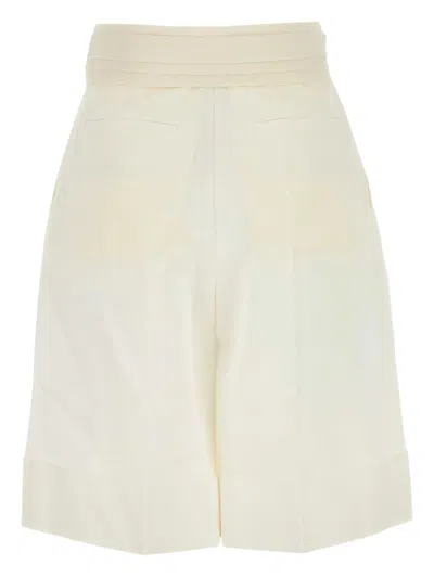 Valentino Garavani White Cotton Blend Bermuda Shorts In Neutral