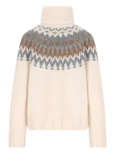 Bogner Ingrid Jacquard Cashmere Turtleneck Sweater In Neutral